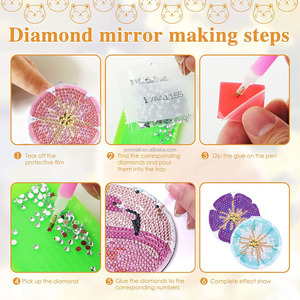 Pequeño diamante pintura arte espejo compacto <span class=keywords><strong>Mandala</strong></span> cubierta portátil lupa plegable monedero DIY espejo Mini para mujeres niñas chico - Product Image 6