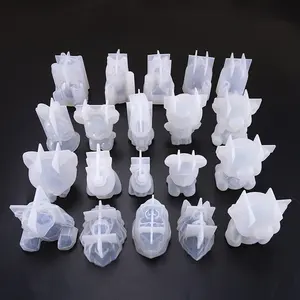 AK 3D-moldes de silicona de resina epoxi para decoración de coche, adornos para el hogar, animales, Lobo, conejo, oso, manualidades, DIY