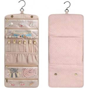 Estuche organizador de joyas colgante de viaje, plegable, con gancho para viaje, para anillos, collares, pulseras, de fábrica BSCI. - Product Image 2