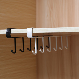 Kitchen Cabinet Under <b>Shelf</b> <b>Hook</b> Organizer White And Black Easy Installation No Tools Required Multi Functional Storage Rack - Product Image 4