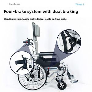 Fauteuil roulant pliable en alliage d'aluminium Deyang pour personnes handicapées et personnes âgées, portable, petit, manuel, entièrement inclinable - Product Image 3