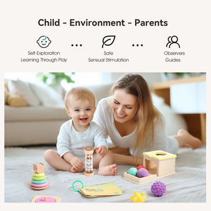 Kotak Koleksi Montessori Kayu 16 Buah Set Cat Tidak Beracun Mainan Berkualitas Tinggi yang Nyaman untuk Balita 6-9 Bulan - Product Image 4