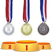 GOLDGE 18-Piece 2-Inch Medali Penghargaan Emas/Perak/Perunggu dengan Pita Leher |   Peringkat 1-3 untuk Pesta Olahraga Spelling Bees (Buatan Cina)
