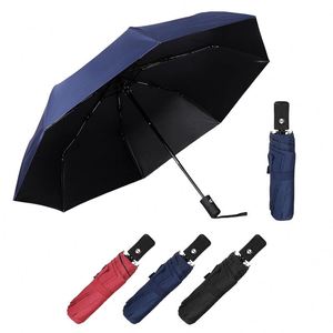 Parapluie de voyage moderne pliable, entièrement automatique, à trois plis, avec armature en fibre de verre, coupe-vent, petit, mini, portable, couleur personnalisable - Product Image 1