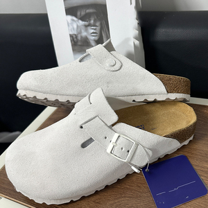 <span class=keywords><strong>Mules</strong></span> en cuir suédé de vache de qualité supérieure avec soutien de la voûte plantaire et semelle orthopédique en liège, chaussures de marche tendance, logo personnalisé, prix de gros - Product Image 1