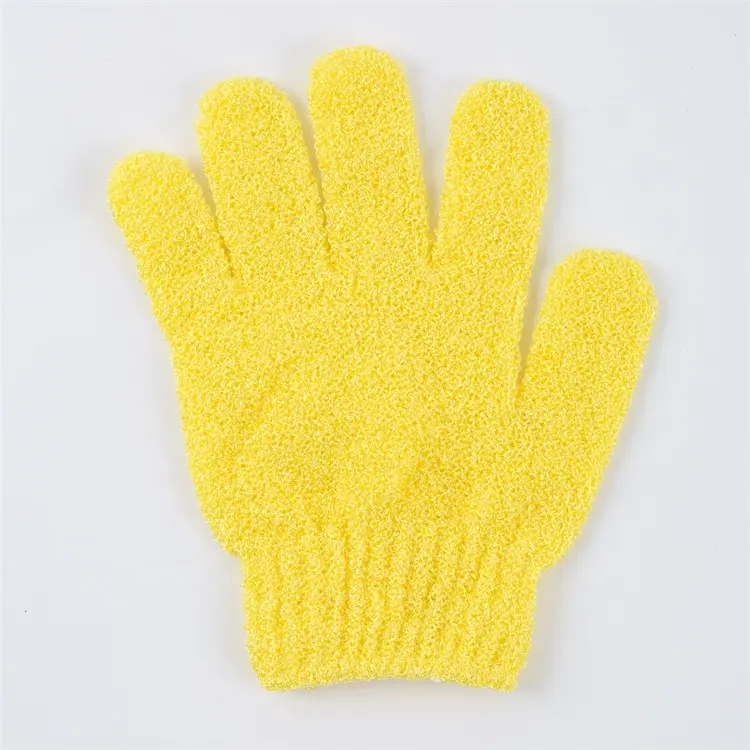 Guantes personalizados de 5 dedos en 8 colores Jabón de baño Limpia el cuerpo Guante de masaje exfoliante Guantes de baño de spa