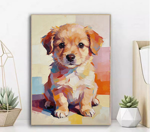 <span class=keywords><strong>Peinture</strong></span> par numéros <span class=keywords><strong>de</strong></span> <span class=keywords><strong>chien</strong></span> en acrylique brossé, peinte à la main, écologique, moderne, kit <span class=keywords><strong>de</strong></span> décoration murale DIY pour la maison - Product Image 2