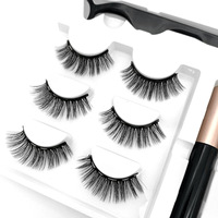 Fournisseur en gros – Lot de 3 paires de faux cils magnétiques naturels en poils synthétiques avec pince en acier inoxydable