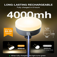 Bombilla LED Recargable de 4000mAh, Base E27 con Control Remoto, 3 Temperaturas de Color y 4 Niveles de Brillo, Luz de Emergencia a Batería para Camping