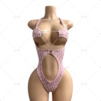 Ensemble Exotique Haut de Gamme pour Femme ELITES avec Strass, Body de Pole Dance Sexy pour Spectacle