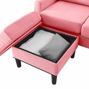 Sofá de compresión de <span class=keywords><strong>3</strong></span> <span class=keywords><strong>plazas</strong></span> de último diseño, sofá seccional ahorrador de espacio con otomano almacenable, juegos de muebles económicos para sala de estar - Product Image 6