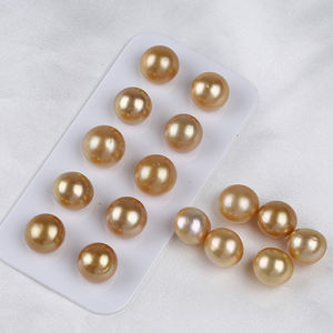 Cuentas de perlas doradas redondas de agua salada, naturales y reales, 12-13mm - Product Image 4