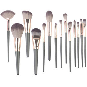 Customized Logo Material Packaging Wholesale Makeup Brushes <strong>Set</strong> 14PCS Green Synthetic Makeup Brushes Vegan Face - Product Image 5