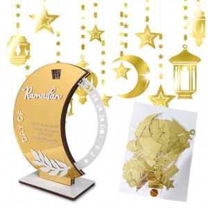 Muslim Holiday Supplies Rotating Wooden Countdown <b>Calendar</b> for Ramadan Acrylic Decorative Gift Set for Islam - Product Image 1