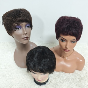 Letsfly Promotion 13$ Silk Base Lace Short Cut <b>Wigs</b> Natural Black 100% Human Hair Virgin Hair Pixie Cut <b>Wigs</b> 60gram Wholesales - Product Image 1