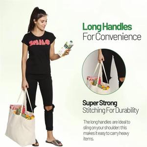 Bolsa de mano de cáñamo de algodón reciclado de tamaño mediano, Asa tejida impermeable orgánica, logotipo personalizado, letras impresas a la moda PE - Product Image 4