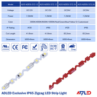 Tira de luces inteligentes en forma de S a prueba de agua de 7,2 W/m, 72LED, SMD2835, 12V, 24V, IP20, IP65, zigzag para proyecto de decoración de letreros, 9000-12000K