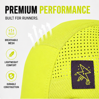 Casquette de camping personnalisée jaune fluo légère et perforée à 5 panneaux, respirante et à séchage rapide pour la course à pied