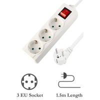 Multiprise allemande haute performance 3 prises avec interrupteur, câble d'extension blanc, AC 250V 16A pour configuration professionnelle de bureau