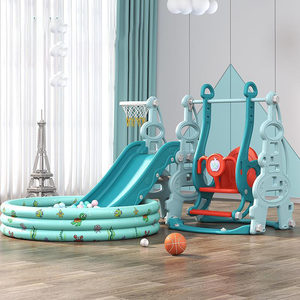 Ensemble de toboggan coloré pour enfants en plastique, facile à assembler, avec piscine à balles, pour aire de jeux intérieure - Product Image 1