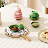 Ensemble de plats à condiments et à en-cas en céramique et porcelaine, 5 étages, en forme d'arbre de Noël, pour la décoration de la maison
