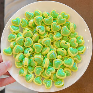 Acrylic Solid Color Collision Heart Straight Hole Accessories Hair DIY Handmade Semi-finished Hair Rope Material <b>Beads</b> - Product Image 5