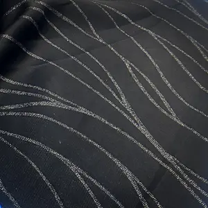 ABAYA kumaş üretici tedarik metalik harika şerit desen Jet siyah jakarlı kumaş için fantezi mütevazı Abaya giyim