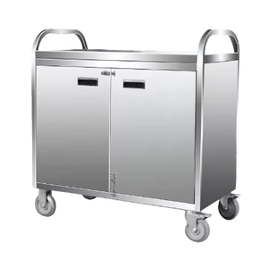Chariot utilitaire robuste en acier inoxydable avec armoire intégrée, chariot de service pour la livraison de nourriture, le ménage, l'hôpital - Product Image 1