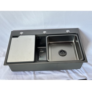 Fábrica de Leimanxi personalizada de gama alta de 4 agujeros SUS304 3 + 0,75mm de espesor fuera del escenario hecho a mano volcán patrón integrado fregadero de cocina - Product Image 2