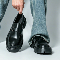Mocassins Oxford pour hommes à semelle épaisse, rehaussant la taille, de bonne qualité, à bout rond, à enfiler, tendance mode, chaussures habillées robustes pour hommes