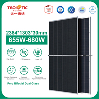 Module Solaire Photovoltaïque Monocristallin Bifacial de Type N Taoistic à Haute Efficacité 12BB PERC 655-680W pour Grandes Installations