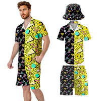 Camiseta Polo de traje de playa de verano con estampado digital divertido para hombre con manga corta y pantalones cortos de baño para niños para Halloween