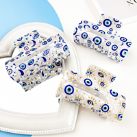 Pince à cheveux en plastique DongDong Evil Blue Eye Print pour femmes et filles, motif œil du diable bleu personnalisé, 8,5 cm