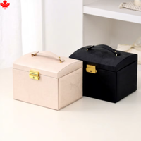 Boîte à bijoux rectangulaire en cuir PU Laire, style européen-américain, motif uni, anti-poussière, pour bracelets et pendentifs
