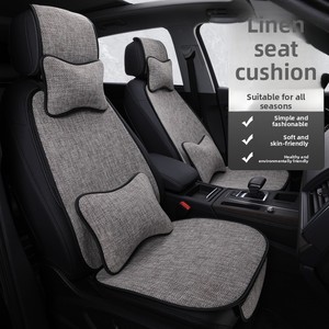 Cuscino per Sedile <span class=keywords><strong>Auto</strong></span> Estivo Rinfrescante, Set Tre Pezzi in Lino con Imbottitura in Spugna, Traspirante e Antiscivolo, <span class=keywords><strong>Universale</strong></span> - Product Image 2