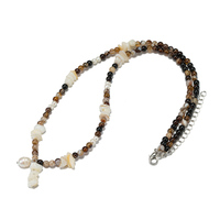 Collier ras du cou minimaliste en perles de Mookaïte et d'eau douce avec étoile de mer et pierres précieuses multiples, cadeau apaisant pour le quotidien