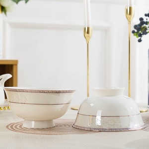 Bol à riz en céramique de Jingdezhen, vaisselle de luxe léger pour la maison, ensemble d'assiettes et de plats en porcelaine fine, assiette de dîner, bol en porcelaine, cadeau - Product Image 4