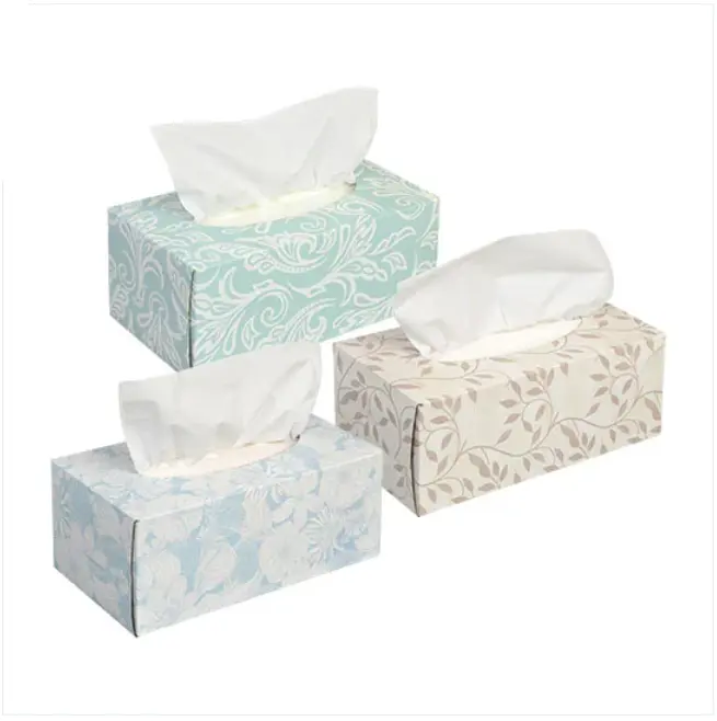 OEM оптовая дешевая цена мягкая пластиковая упаковка кубическая коробка бумажная салфетка на заказ 2 слоя белая коробка целлюлозная салфетка для лица