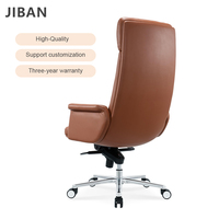 Chaise de direction ergonomique moderne en cuir à dossier haut avec fonction pivotante et hauteur réglable