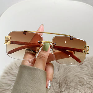 <b>Rimless</b> Rectangle <b>Sunglasses</b> UV400 Unisex Adult Sun Protection Fashionable Design - Product Image 3