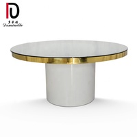 Table de salle à manger en verre trempé et acier inoxydable doré pour mariage