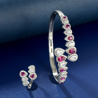 HIBRIDE nouveau luxe 2 pièces cubique zircone bracelet anneau ensembles pour femmes mariée mariage fête accessoires haute qualité S-005