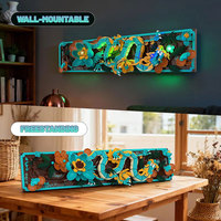 JMBricklayer 1676 pièces Blocs de construction Dragon Mythique avec lumière, Modèle de cadre mural Dragon Fleur, Kit de briques DIY, Décoration Maison et Bureau