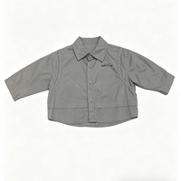 Veste Chemise en Jean pour Garçons, Style Streetwear, Gris Délavé, Manches Longues, Boutonnée, Imprimé Texte, Vêtement d'extérieur Tendance, Vente en Gros, Imperméable