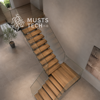 Résidence de luxe, architecture minimaliste, fabrication sur mesure, solution technique, escalier mono-tringlerie