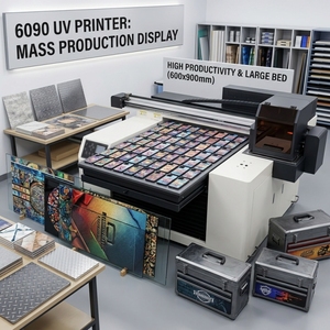 Imprimante <span class=keywords><strong>UV</strong></span> DTF industrielle A1 6090 avec caméra de positionnement par vision IA pour l'impression d'étiquettes autocollantes en cristal - Product Image 1