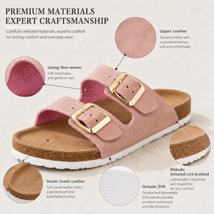 Sandalias Planas Casuales de Gamuza para Mujer, para Patio o Casa, con Suela de EVA, Punta Abierta, Venta al Por Mayor OEM para un Estilo de Vida Relajado - Product Image 2