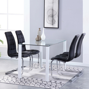 Juego de sillas cromadas modernas para <span class=keywords><strong>comedor</strong></span>, juego de asientos con patas cromadas a precio de fábrica, con 4 sillas - Product Image 1