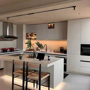 Armoire de cuisine laquée haute brillance de haute qualité à bas <span class=keywords><strong>prix</strong></span>, sans poignée, au design moderne avec îlot - Product Image 1
