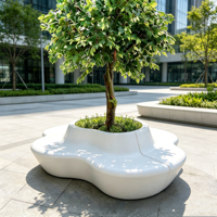 Banc-jardinière triangulaire Y096 en FRP, pot de fleurs, siège, chaise pour centre commercial, hall d'hôtel, parc, place publique, mobilier commercial